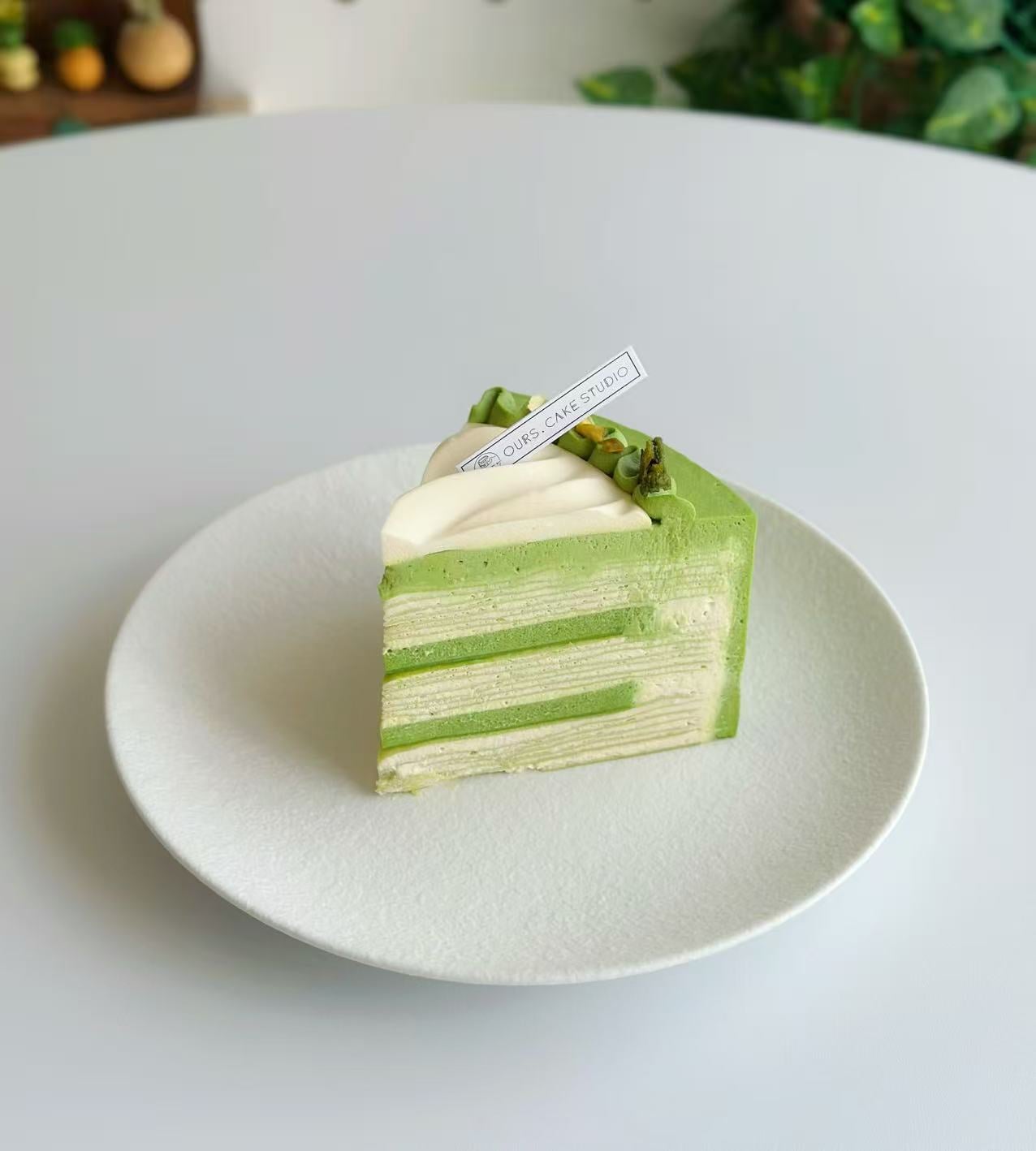 Pistachio&Jasmine Green Mille Crepe Cake - Image 5