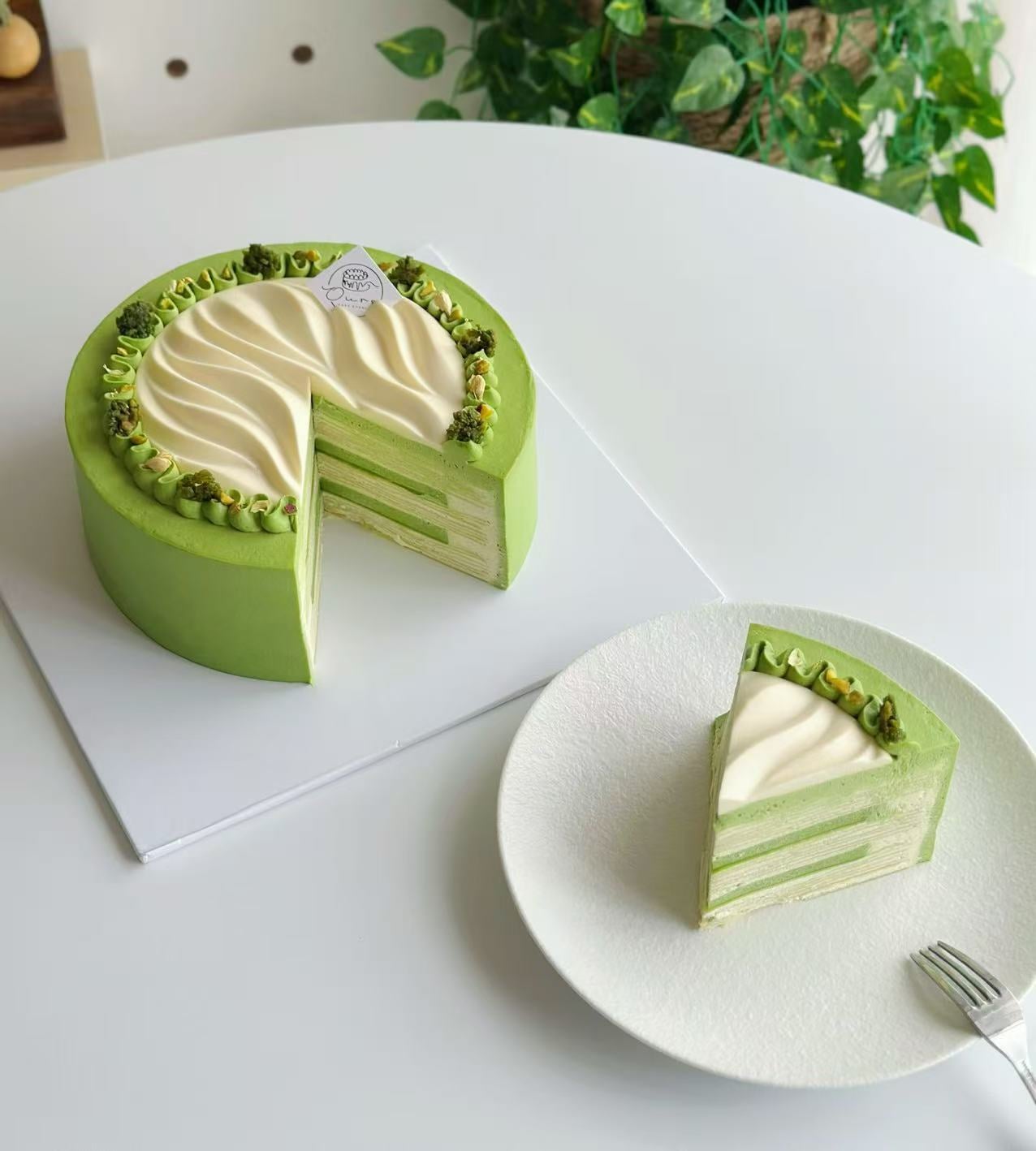 Pistachio&Jasmine Green Mille Crepe Cake